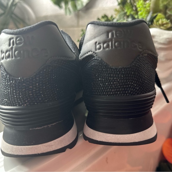 New Balance 574 Black Sparkle Sneakers Sz 9 - Picture 3 of 8